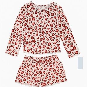 Cat & Jack Girls Red Leopard Pajama Set – Soft, Trendy & Cozy Sleepwear size 8